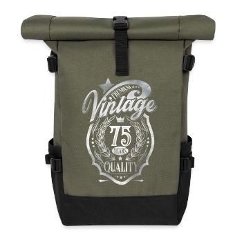 75. Geburtstag Vintage - Rolltop Rucksack - Olive/Schwarz - Vorne