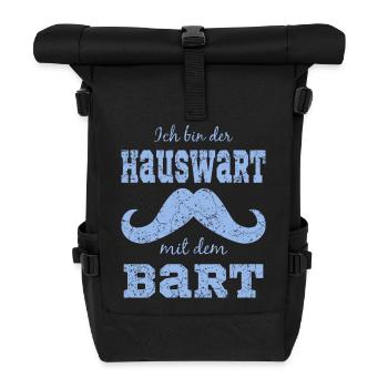 Lustiges Bart Motiv - Rolltop Rucksack - Schwarz - Vorne