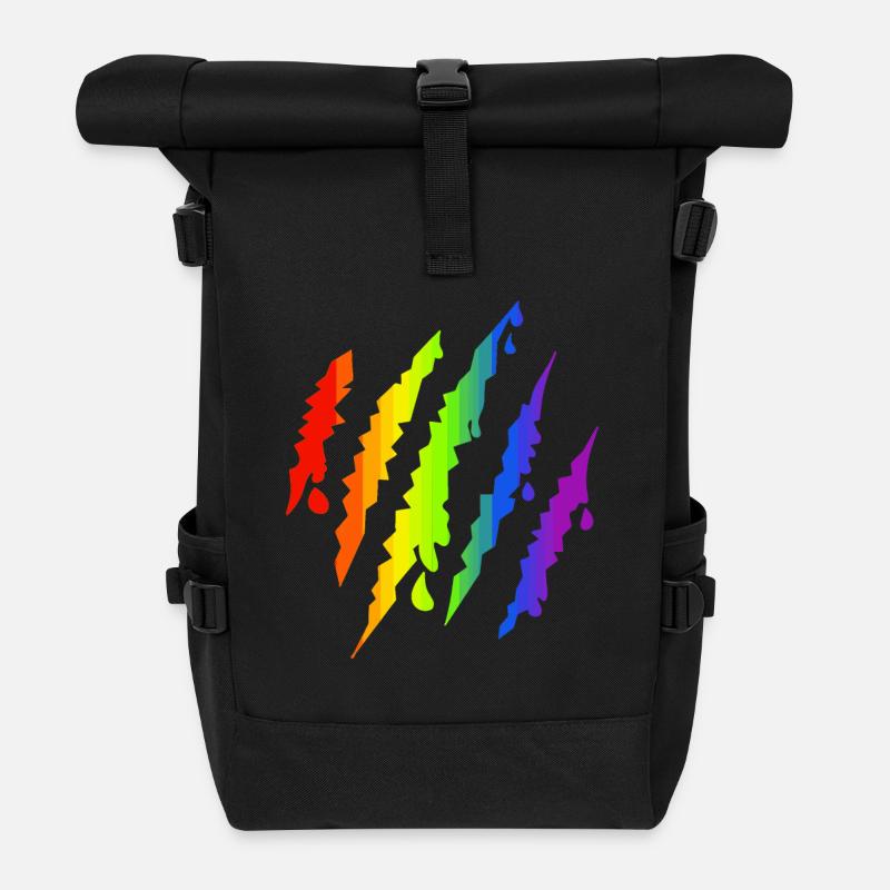 Pride LGBTQ Regenbogen Kratzspur - Rolltop Rucksack - Schwarz