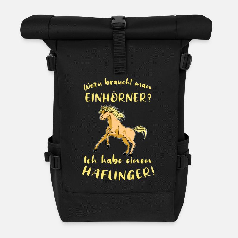 Haflingermotiv Pferde Haflinger Geschenkidee - Rolltop Rucksack - Schwarz