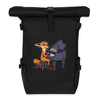 Comic Fuchs spielt Klavier - Rolltop Rucksack - Schwarz - Vorne