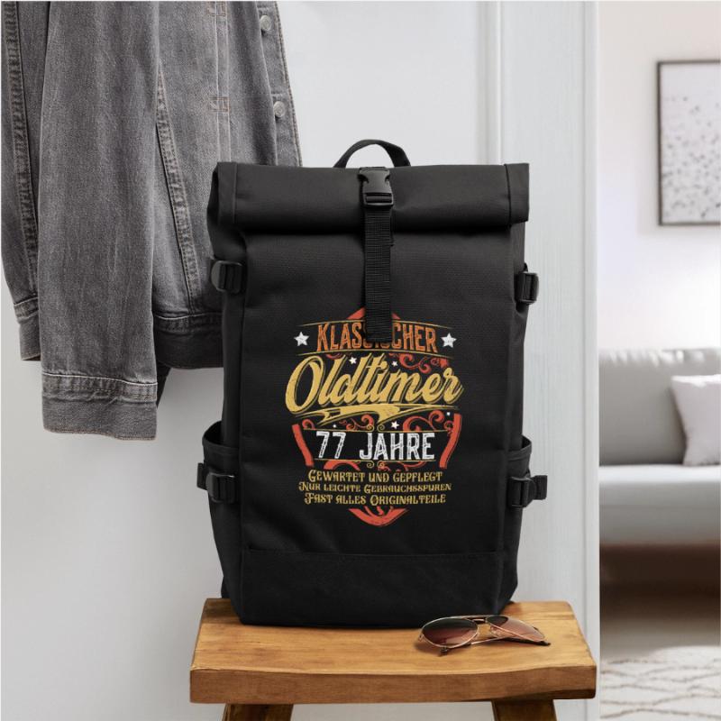 77. Geburtstag Oldtimer Rolltop Rucksack