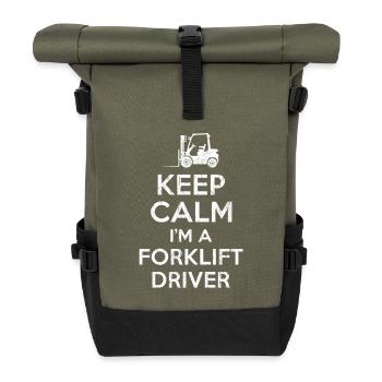 Forklift Driver Keep Calm - Rolltop Rucksack - Olive/Schwarz - Vorne