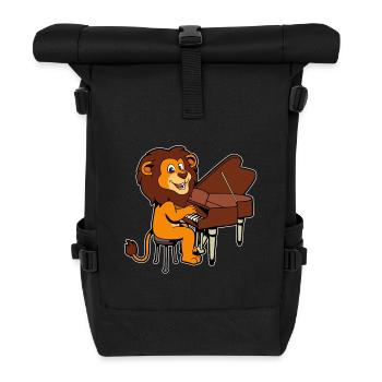 Comic Lion plays piano - Roll Top Backpack - black - Front