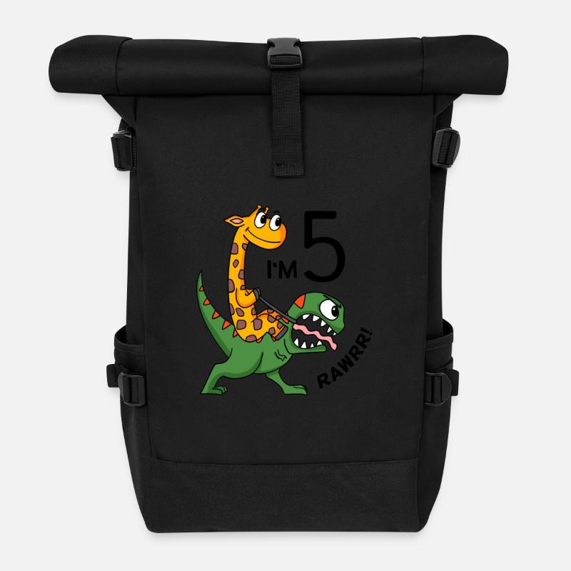 5. Geburtstag - 5 Jahre alt - Kindergeburtstag - Rolltop Rucksack - Schwarz