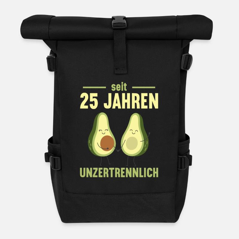 25 Jahre Silberhochzeit Avocado 25. Hochzeitstag - Rolltop Rucksack - Schwarz