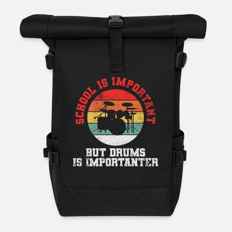 Schlagzeug Schlagzeuger - Rolltop Rucksack - Schwarz