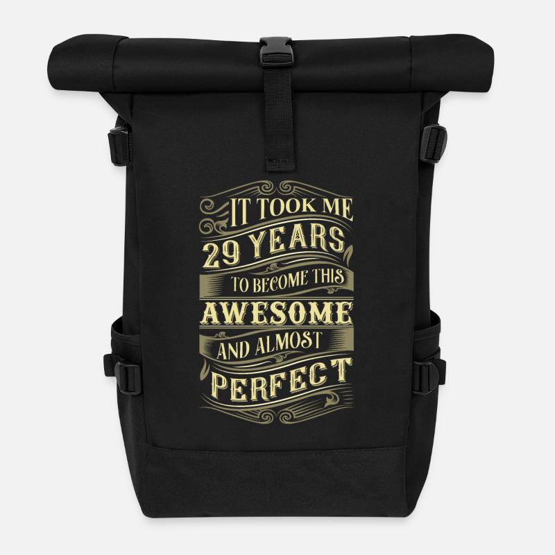 29. Geburtstag - Rolltop Rucksack - Schwarz