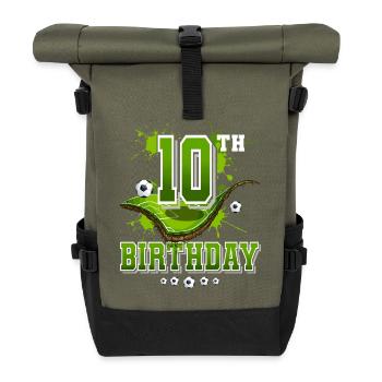 10th Birthday Football - Roll Top Backpack - olive/black - Front