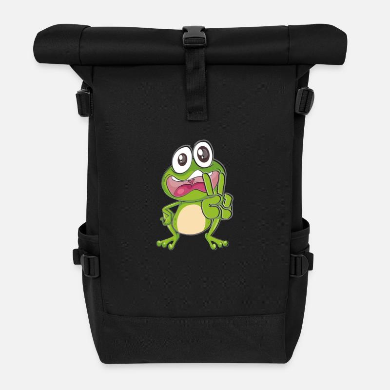 Frosch lustig - Rolltop Rucksack - Schwarz