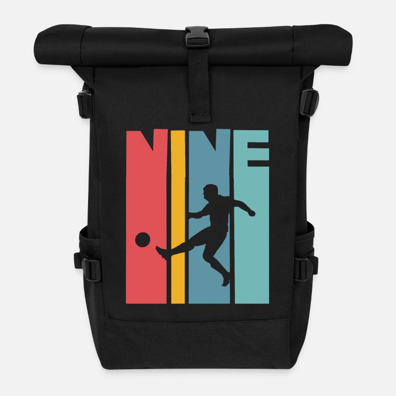 Fußball 9 Jahre Kindergeburtstag - Rolltop Rucksack - Schwarz