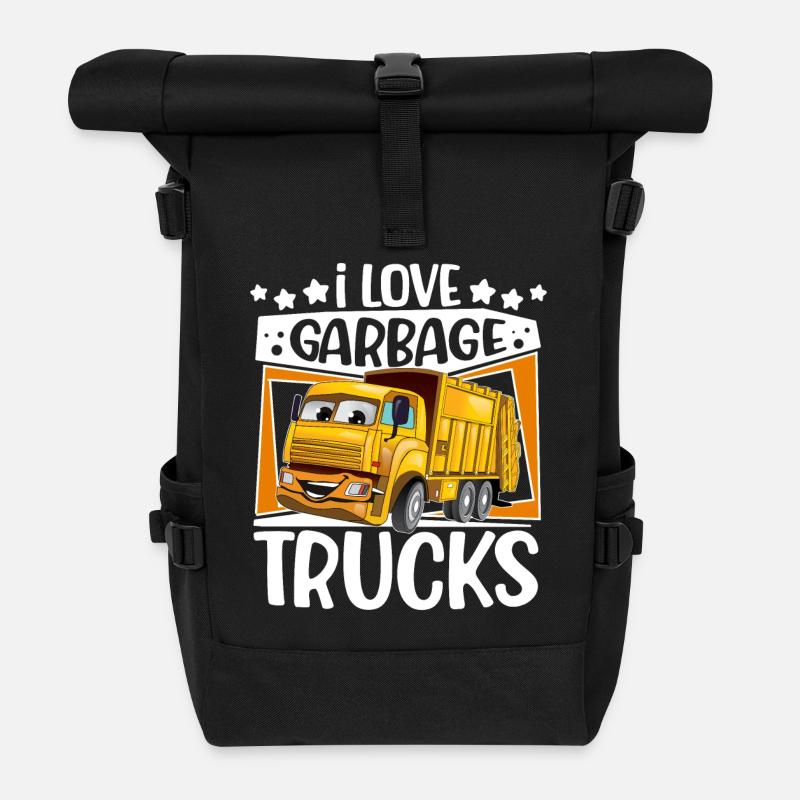 Camions-poubelles De ramassage des ordures - Sac à dos roll top - noir