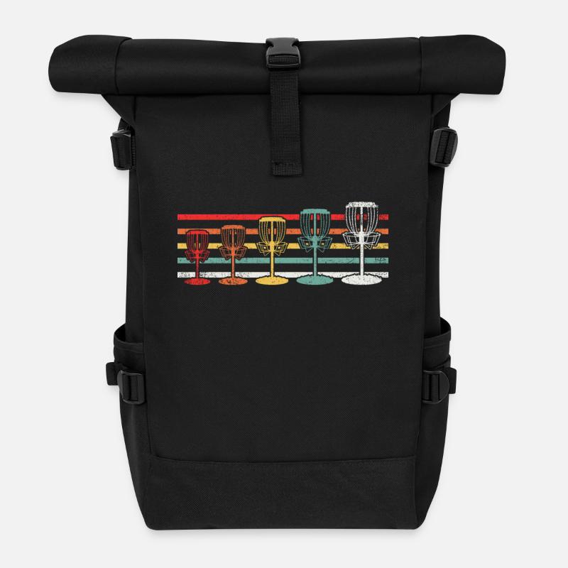 Discgolf Frisbee - Rolltop Rucksack - Schwarz