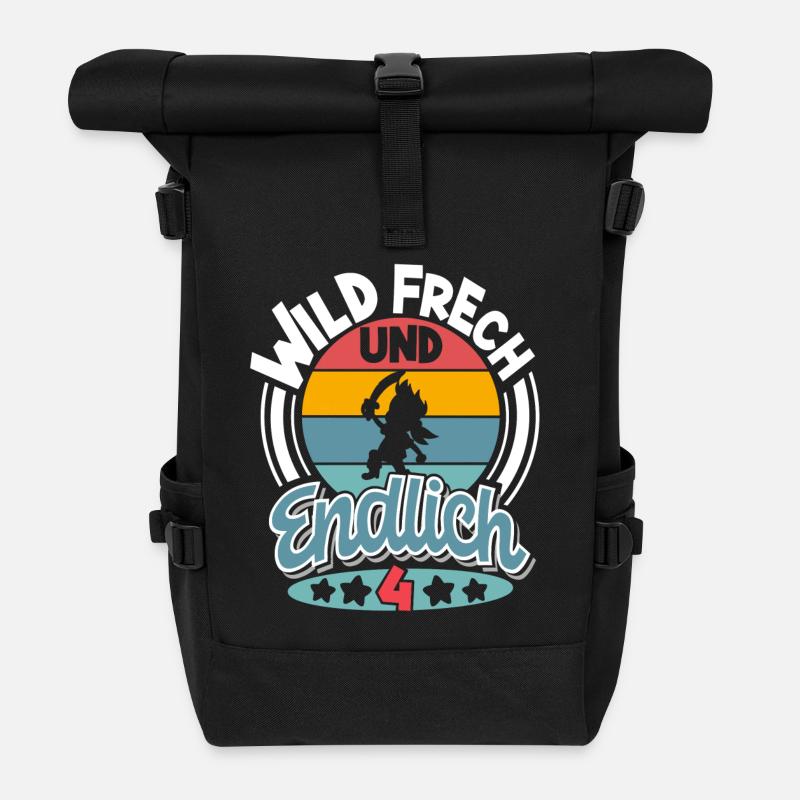 4. Geburtstag Piraten Pirat Kinder - Rolltop Rucksack - Schwarz