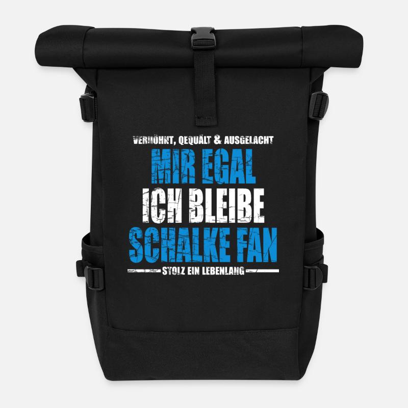 Mir Egal ich bleibe Schalke Fan Vintage - Rolltop Rucksack - Schwarz