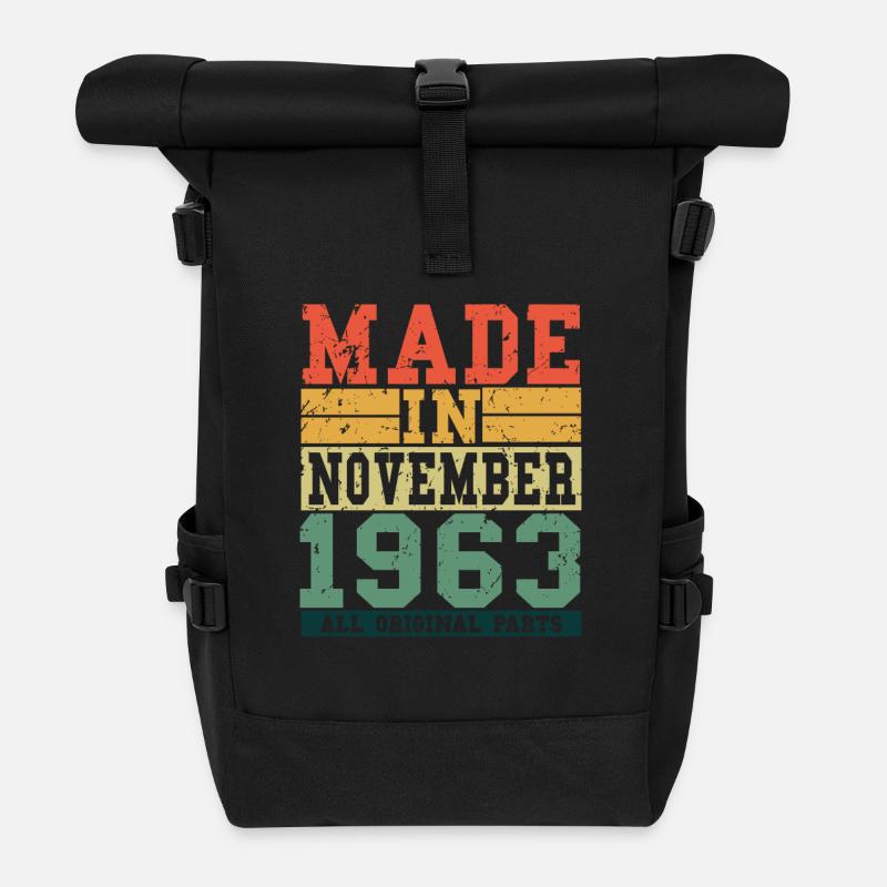 1963 Geburtstag November Vintage Spruch - Rolltop Rucksack - Schwarz