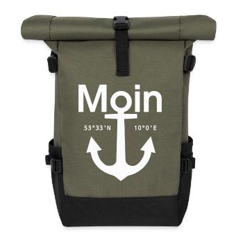 Hamburg Moin Hamburg Koordinaten Anker - Rolltop Rucksack - Olive/Schwarz - Vorne