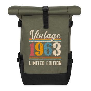 1963 Year of birth Vintage Retro Vintage - Roll Top Backpack - olive/black - Front