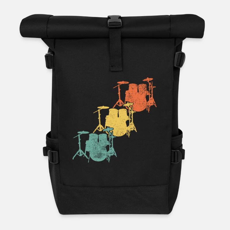 Schlagzeug Schlagzeuger - Rolltop Rucksack - Schwarz