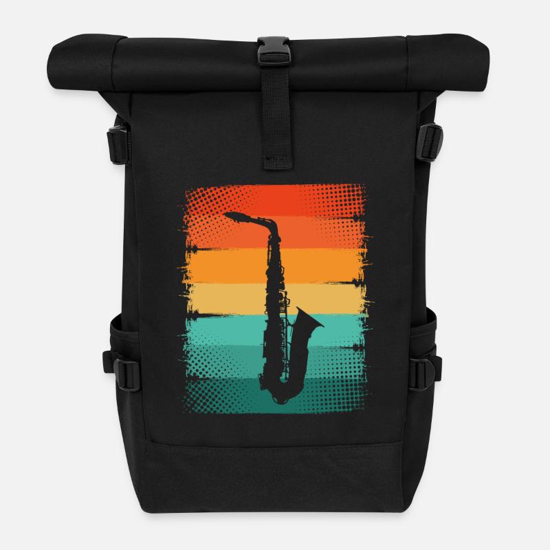 Saxophon Saxophonist - Rolltop Rucksack - Schwarz