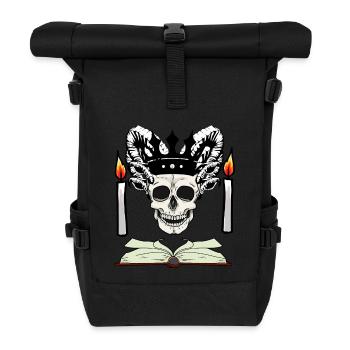 Totenkopf Satan Teufel Altar Okkult Satanisch - Rolltop Rucksack - Schwarz - Vorne