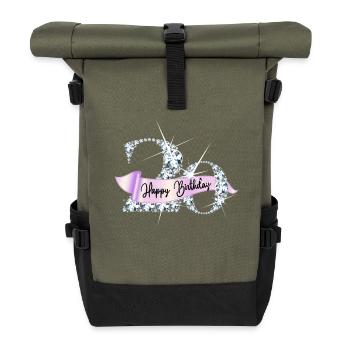 Happy Birthday 20. Geburtstag mit Diamantenband - Rolltop Rucksack - Olive/Schwarz - Vorne