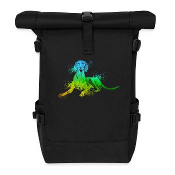 Farbenfroher Magyar Vizsla - Rolltop Rucksack - Schwarz - Vorne