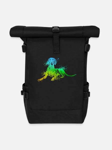 Farbenfroher Magyar Vizsla - Rolltop Rucksack - Schwarz