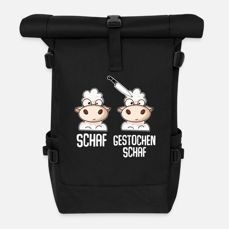 Schaf Gestochen Schaf - Rolltop Rucksack - Schwarz