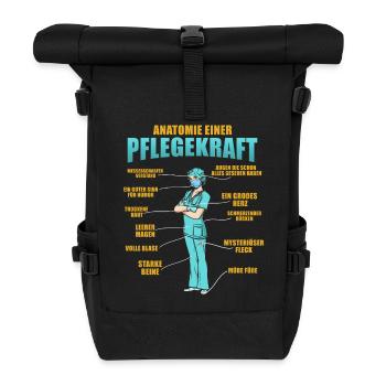 Pflegekraft Anatomie - Rolltop Rucksack - Schwarz - Vorne