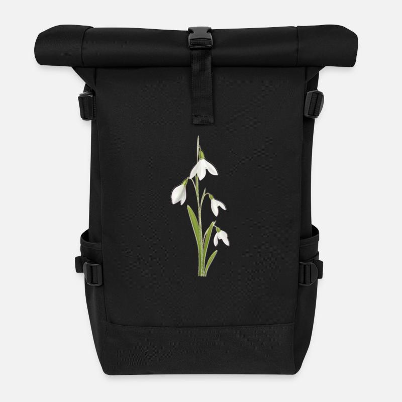Schneeglöckchen - Rolltop Rucksack - Schwarz