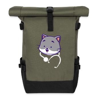 Stethoscope cute - Roll Top Backpack - olive/black - Front