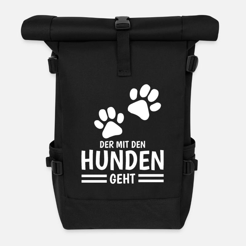 Hund und Herrchen Sprüche - Rolltop Rucksack - Schwarz