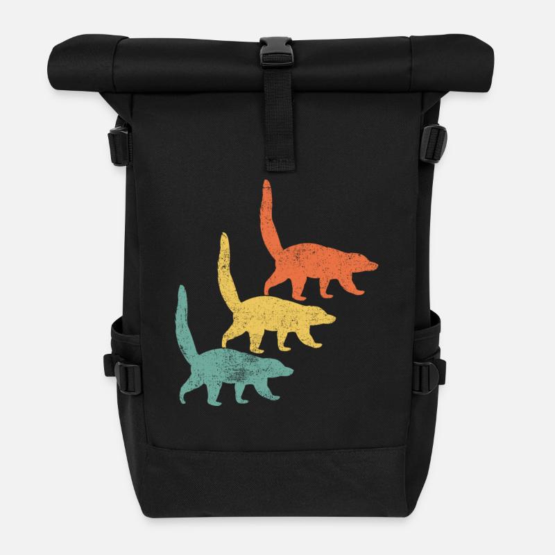 Nasenbären Rüsselbären - Rolltop Rucksack - Schwarz