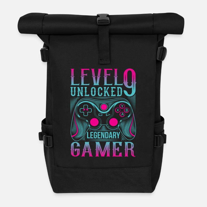 9. Geburtstag Level 9 Gamer Gaming Zocken - Rolltop Rucksack - Schwarz