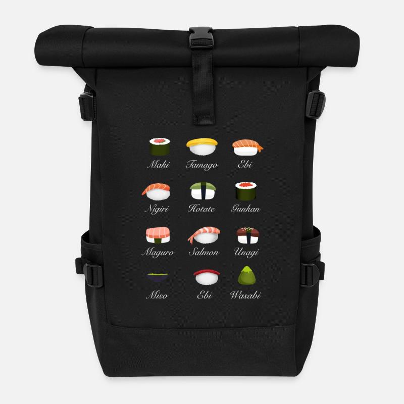 Sushi Kit Vue d’ensemble Menu Japon Manga Food - Sac à dos roll top - noir