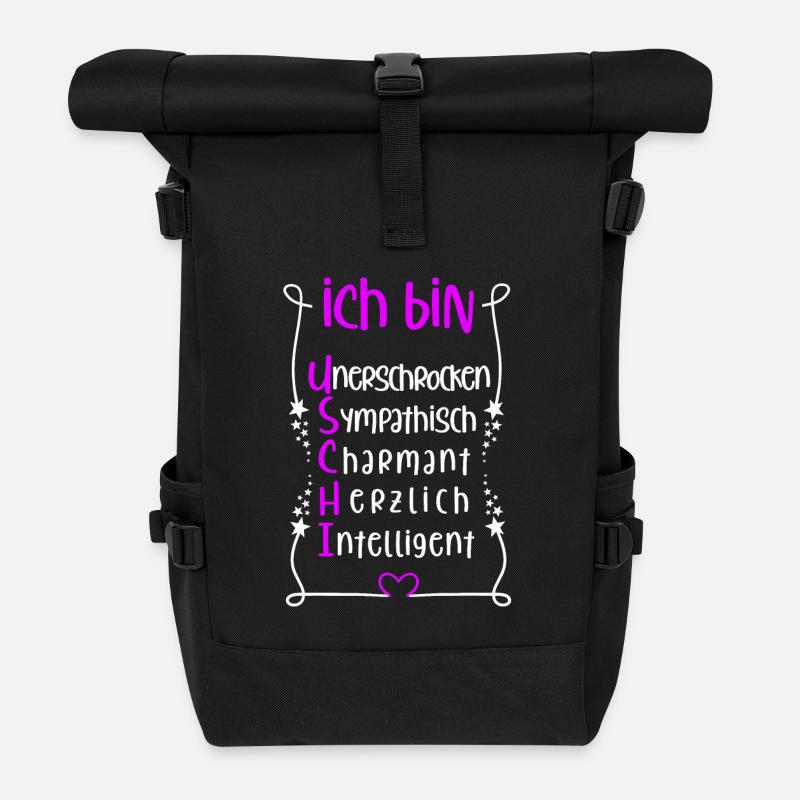 Für den besten Menschen - Ich bin Uschi - Rolltop Rucksack - Schwarz