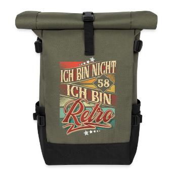 58. Geburtstag Retro Vintage - Rolltop Rucksack - Olive/Schwarz - Vorne
