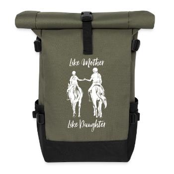 Riding a horse - mom and daughter - Roll Top Backpack - olive/black - Front