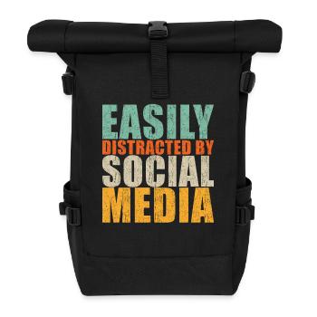 Social Media Spruch - Rolltop Rucksack - Schwarz - Vorne