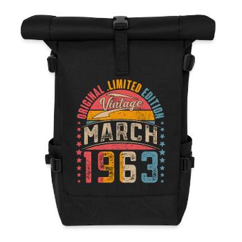 1963 Year of birth March Birthday - Roll Top Backpack - black - Front