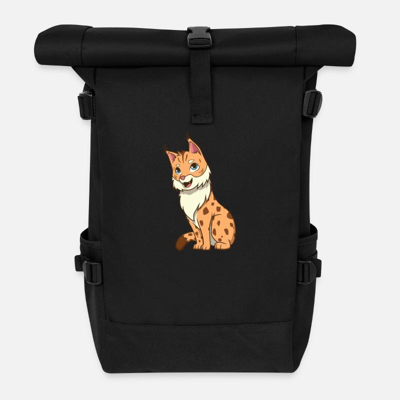 Kawaii Luchs - Rolltop Rucksack - Schwarz
