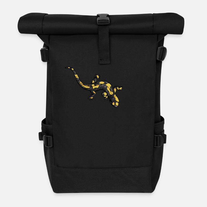 Zeichnung eines Feuersalamander - Rolltop Rucksack - Schwarz