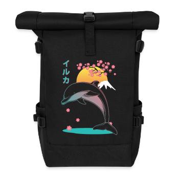 Delfin Japan Aesthetic - Rolltop Rucksack - Schwarz - Vorne