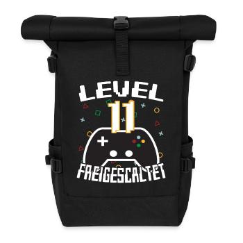 Level 11 freigeschaltet Gamer Geschenkidee - Rolltop Rucksack - Schwarz - Vorne