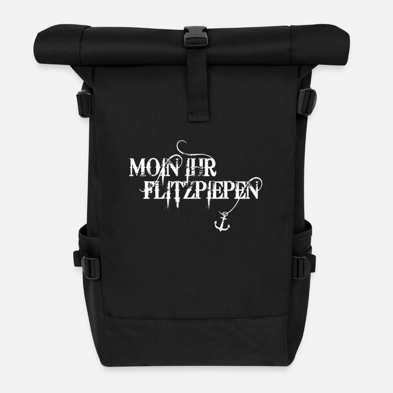 Moin Ihr Flitzpiepen Typisch Plattdeutsch Anker - Rolltop Rucksack - Schwarz