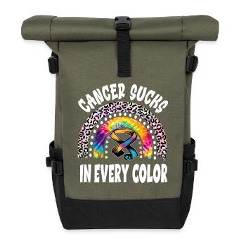 Le cancer aspire toutes les couleurs Rainbow Checkered - Sac à dos roll top - olive/noir - Devant