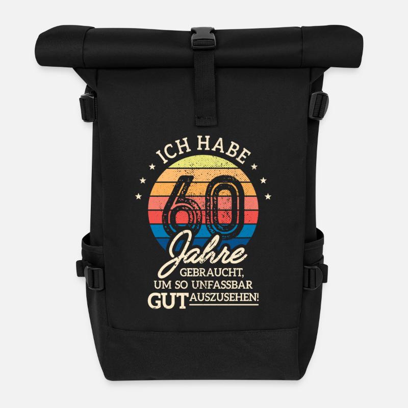 60. Geburtstag Geschenk Habe 60 Jahre Gebraucht - Rolltop Rucksack - Schwarz