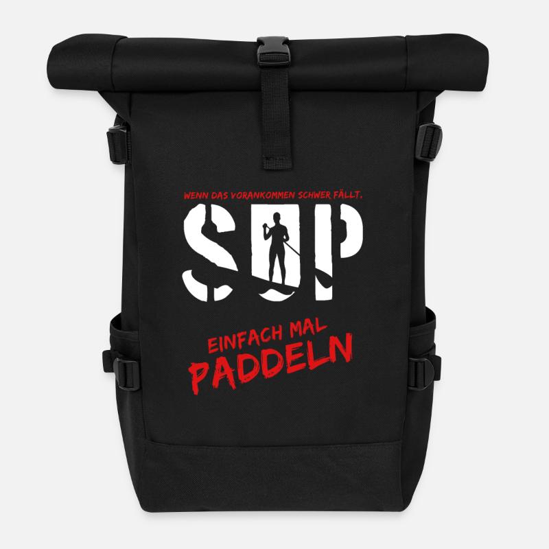 paddeln und surfen - Rolltop Rucksack - Schwarz
