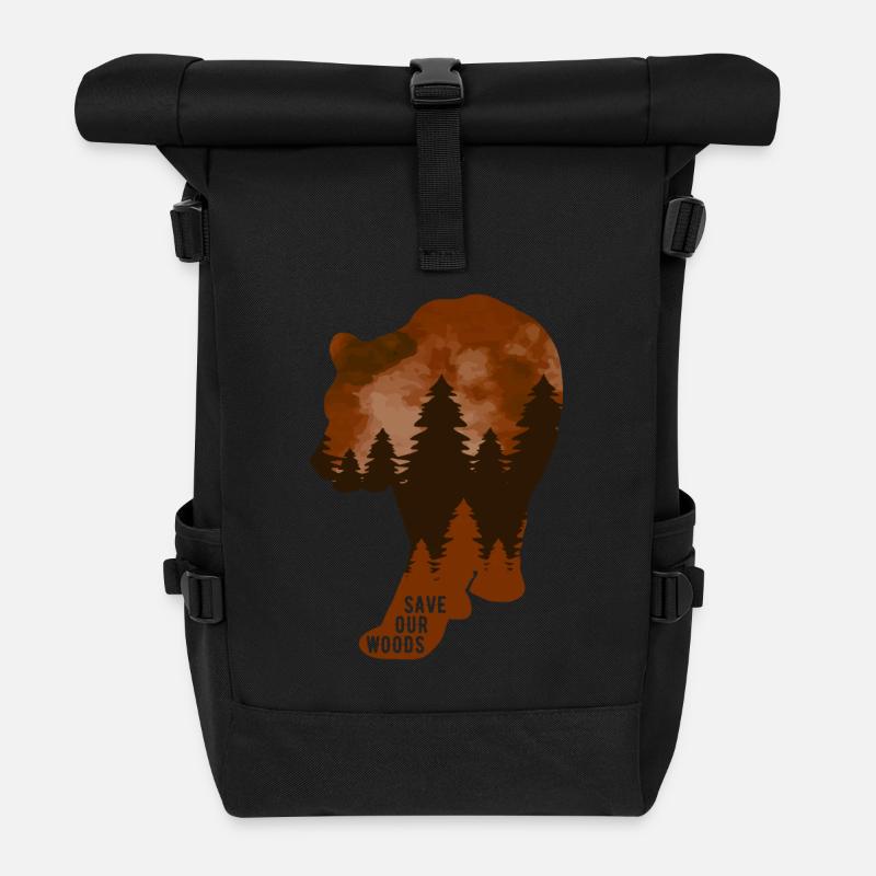 Klimawandel Umweltschutz Bär Grizzly Nachhaltig - Rolltop Rucksack - Schwarz